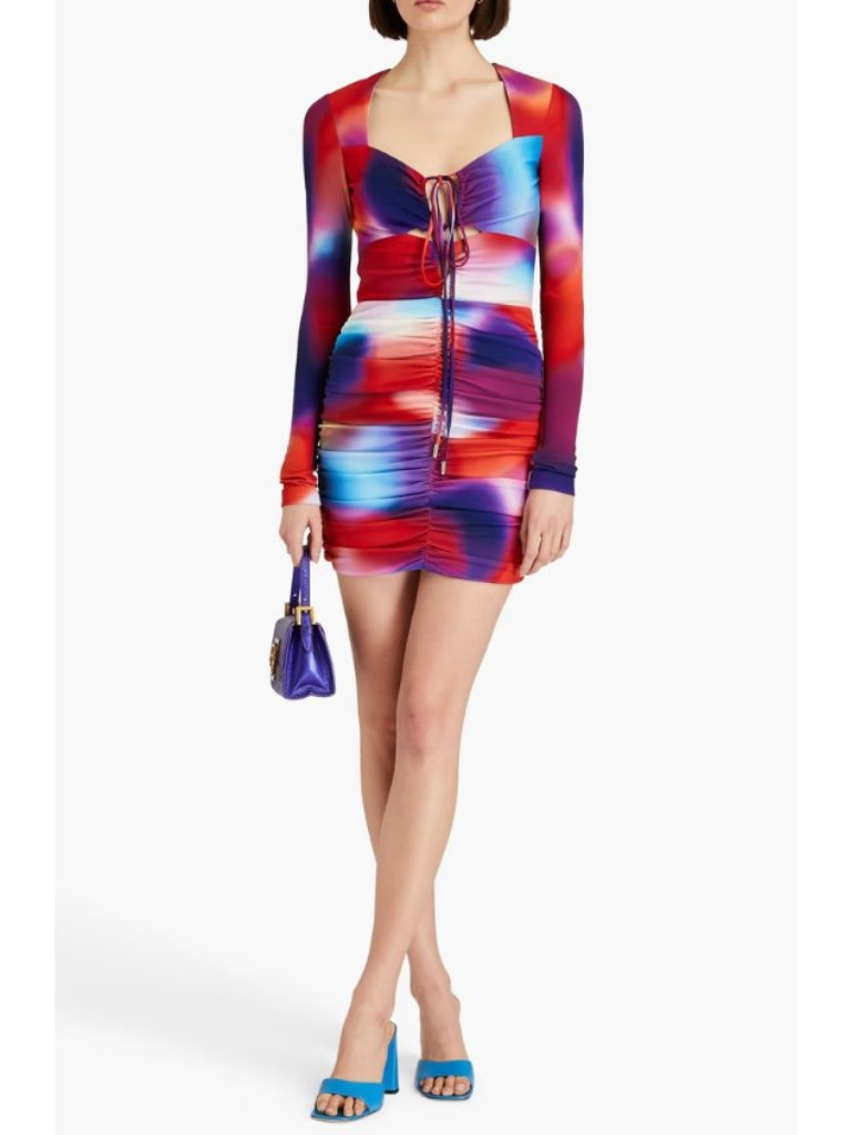Rebecca Vallance Del Prado Ruched Cutout Tie Dye Mini Dress, Size 6, Nwt $565